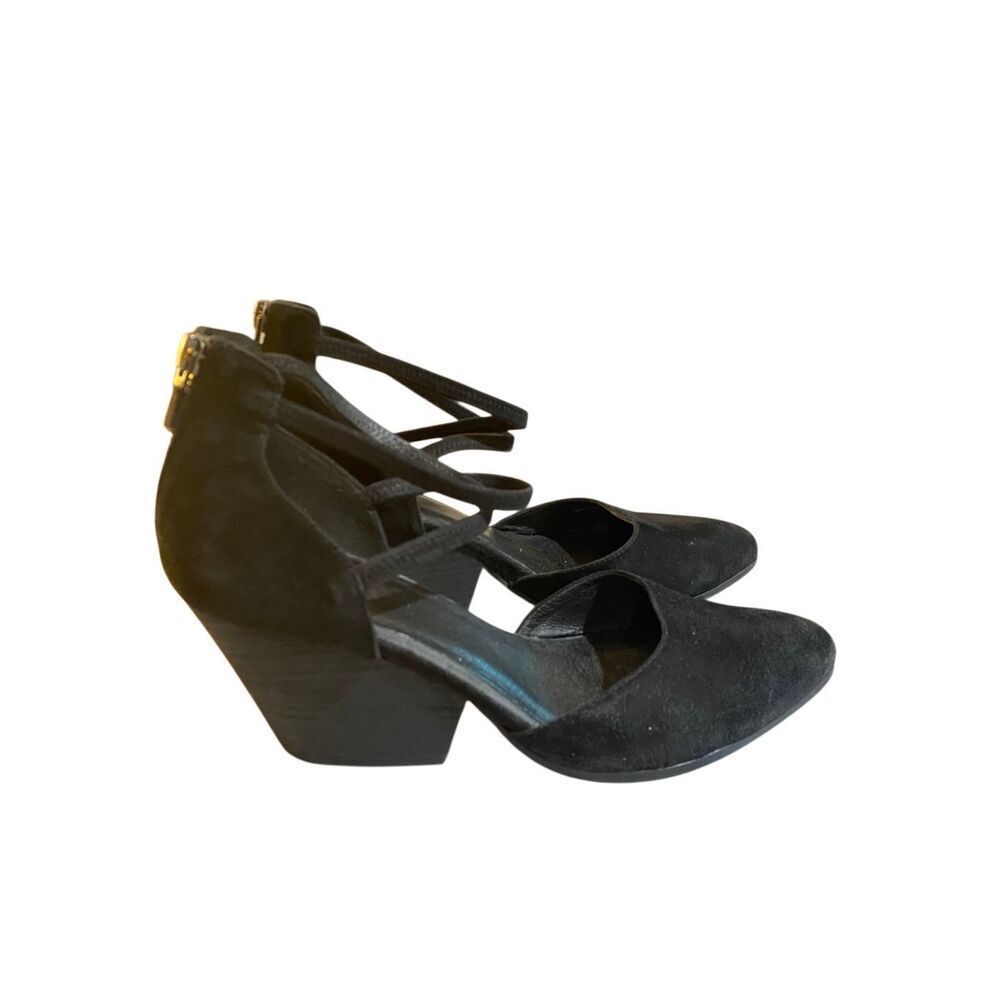 Eileen fisher Tilda stacked heel black leather pumps, 8.5.